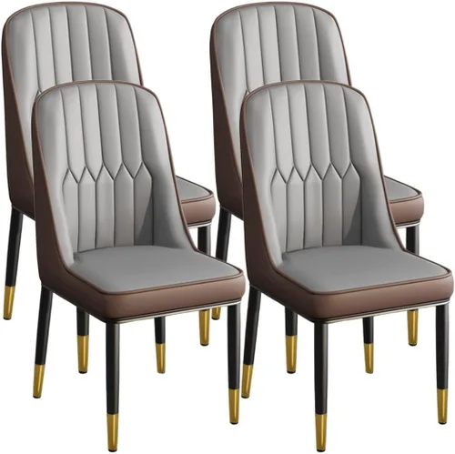 Miniatura 42 de YVYKFZD Juego de 2/4 sillas de comedor, sillas de cocina con respaldo y patas de metal, silla de comedor de piel sintética, silla auxiliar cómoda