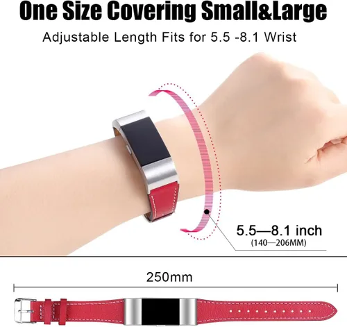 Miniatura 5 de Replacement Leather Band Compatible for Fitbit Charge 2/5/6, Classic Genuine Leather Wristband for Men Women