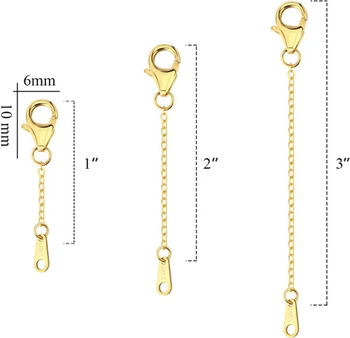 Miniatura 3 de Extensores de collar de oro de 14 quilates, cadena de plata de ley 925, extensión de collar, pulsera, extensor de tobillera para fabricación