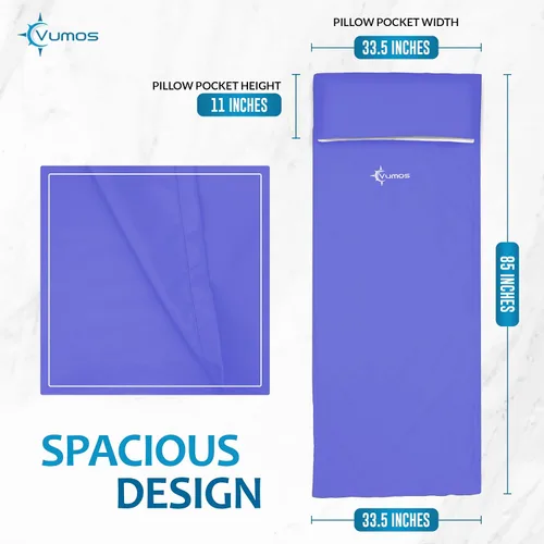 Miniatura 3 de Forro para saco de dormir y sábana de campamento, material similar a la seda para viajes, tiene cremallera de longitud completa