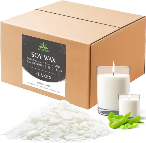 Copos de cera de soja, cera de vela natural Waxcanpy, cera de soja orgánica para hacer velas de la granja, sin aditivos, inofensiva y pura (2.27kg)