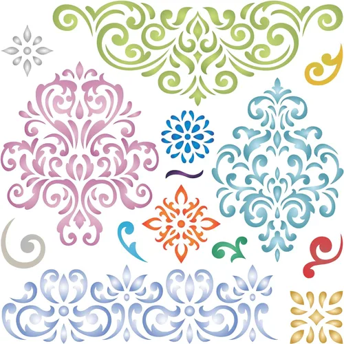 Craft KREATIVELY - Plantilla de patrones de damasco, 10 x 10 pulgadas (M) – Marco vintage decorativo ornamento plantillas florecientes
