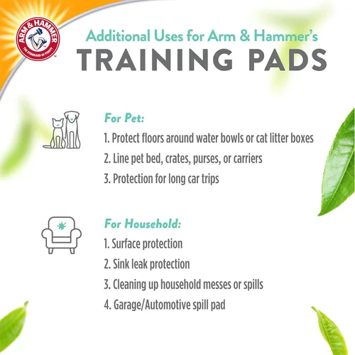 Miniatura 5 de Arm & Hammer Green Tea - Almohadillas de entrenamiento para mascotas, 8 unidades, súper absorbentes con té verde y bicarbonato de sodio, control