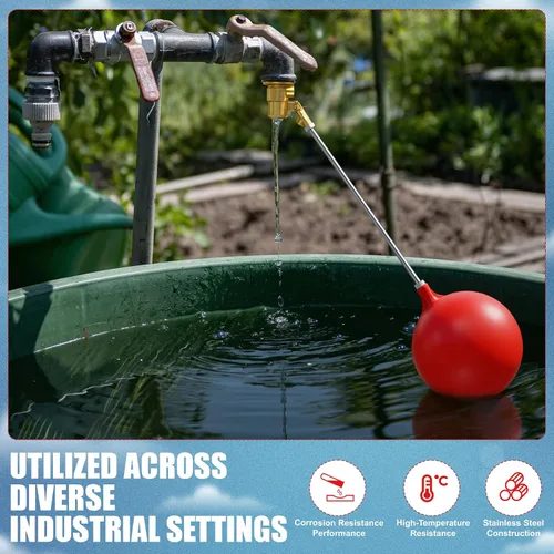 Miniatura 6 de Válvula de flotador de acero inoxidable de 3/4 pulgadas para tanque de agua y canal, diseño resistente con varilla de ángulo ajustable, bola