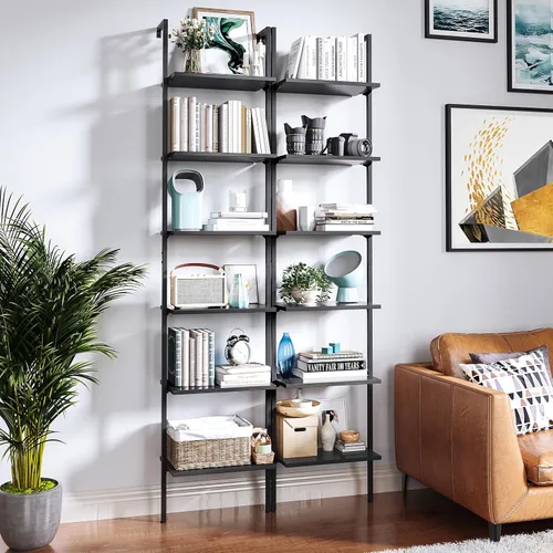 Miniatura 2 de ODK Estante de escalera de 6 niveles, estante para libros con marco de metal, estantería para sala de estar, oficina en casa, cocina y dormitorio