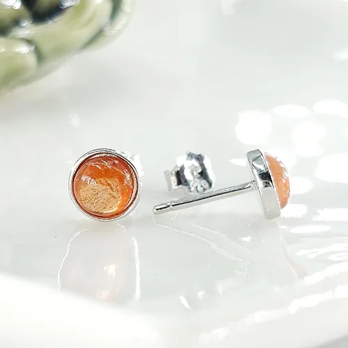 Miniatura 3 de Pendientes naturales de 0.236 in con chapado en oro blanco sobre plata de ley, bisel cabujón de piedras preciosas regalo de joyería para ella