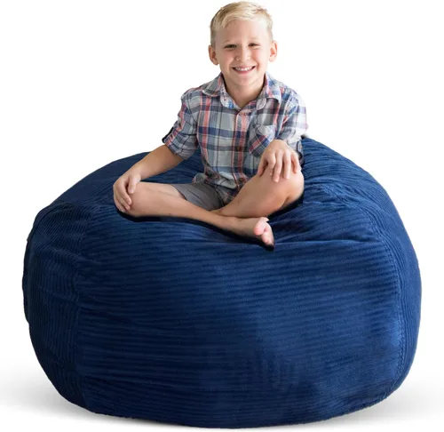 Creative QT Stuff 'n Sit - Funda de almacenamiento grande de 33 pulgadas para animales de peluche y juguetes, puf gigante para niños de 3 a 14 años,