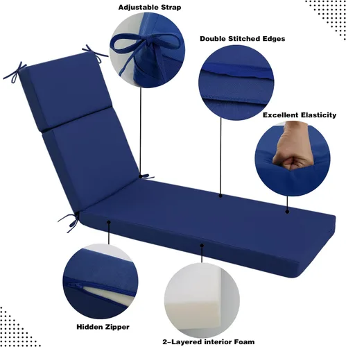 Miniatura 7 de idee-home Cojines de tumbona para exteriores, para muebles de patio, 72 pulgadas de largo x 21 pulgadas de ancho x 3 pulgadas de profundidad
