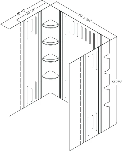 Miniatura 13 de DreamLine 32 pulgadas de profundidad x 60 pulgadas de ancho x 75 5/8 pulgadas de alto, base de ducha acrílica de drenaje izquierdo y kit de pared
