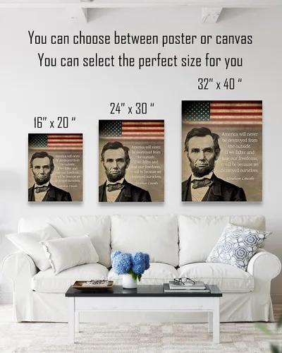 Miniatura 3 de Govivo Cita Histórica de Abraham Lincoln - Arte Decorativo Patriótico del Presidente Americano en la Pared - obra de arte sin marco impresa en lienzo