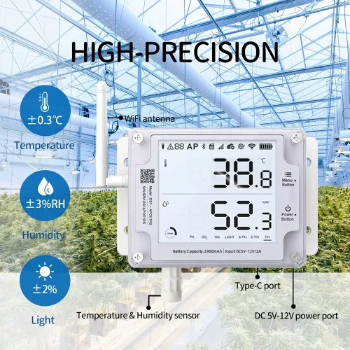 Miniatura 2 de GS1-A Termómetro inteligente con WiFi, higrómetro, registrador de datos de temperatura y humedad IP65, compartición de dispositivos, informes