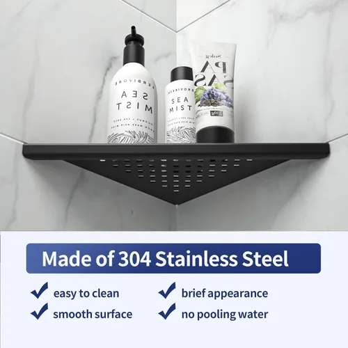 Miniatura 4 de Estante esquinero de ducha de 8 pulgadas, paquete de 2 unidades, lechada de acero inoxidable 304 en estantes de baño, estante empotrado para pared