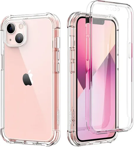 Miniatura 10 de SURITCH Funda compatible con iPhone 13 de 6.1 pulgadas 360 grados transparente a prueba de golpes de silicona a prueba de golpes [ultra híbrida]