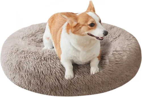 Miniatura 17 de Nisrada Cama para perros pequeños, medianos y grandes, 20 pulgadas, relajante, lavable, redonda, acogedora, suave, cama para mascotas para cachorros