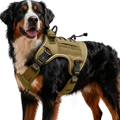 Miniatura 100 de Arnés táctico para perros grandes, chaleco reflectante ajustable sin tirones con sistema Molle, control de grado militar K9 para entrenamiento
