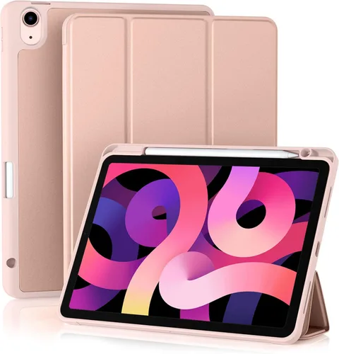 Akkerds Funda compatible con iPad Air de 11 pulgadas de 7ª/6ª generación (M3/M2) 2025/2024, para iPad Air de 5ª/4ª generación de 10.9 pulgadas Rosa