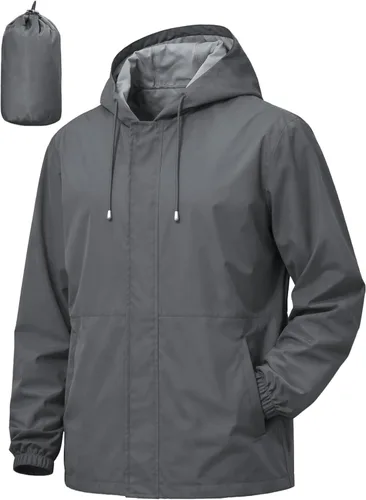 Miniatura 7 de Chaqueta impermeable para hombre, rompevientos, ciclismo, correr, senderismo, golf, viajes, capucha, ligera, plegable