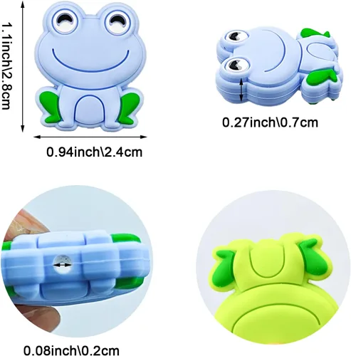 Miniatura 2 de Paquete de 10 tapones de aguja de tejer de rana colorida, protectores de puntos, protectores de punta de aguja de silicona, accesorios y suministros