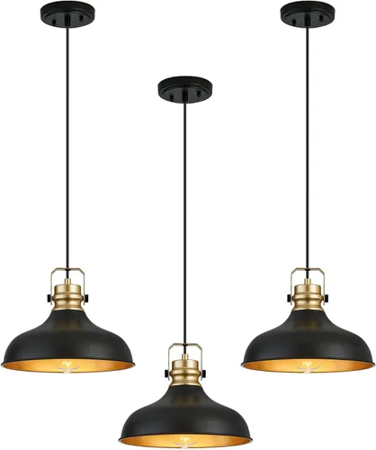 Miniatura 11 de Luces Colgantes de Granja de Níquel Cepillado Iluminación Colgante Mate para Isla de Cocina Industrial Altura Ajustable Vintage Luminarias Colgantes