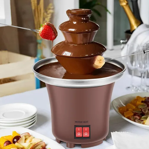 Miniatura 5 de Máquina eléctrica de fuente de chocolate con capacidad para fuente de fondue de chocolate de 10 onzas, máquina de fusión de acero inoxidable