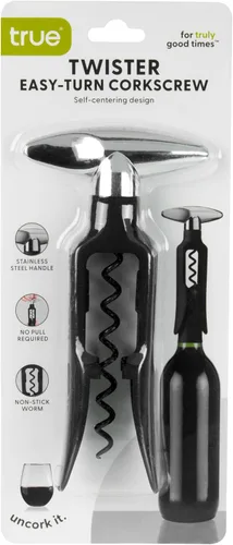 Miniatura 11 de True Sacacorchos autoestirable, plástico duradero con mango cromado fácil de girar, abridor de botellas de vino para camareros, herramientas de bar