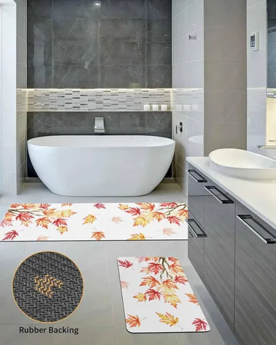 Miniatura 5 de Tapete de baño con hojas de otoño, antideslizante, de secado rápido y absorbente, de tierra de diatomeas, para fregadero de cocina, lavable