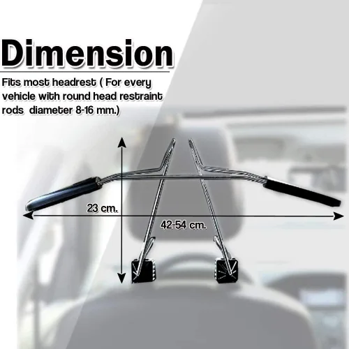 Miniatura 7 de Zone Tech y Zone Tech - Percha para colgar la cabeza del coche con barra extensible para el reposacabezas del automóvil, para chaqueta, traje