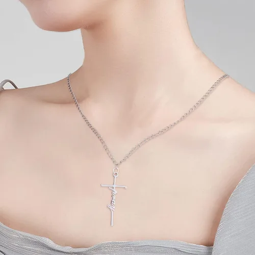 Miniatura 7 de Colgante de cruz de gracia, 10 piezas, collar de acero inoxidable para hacer regalos de joyería religiosa cristiana