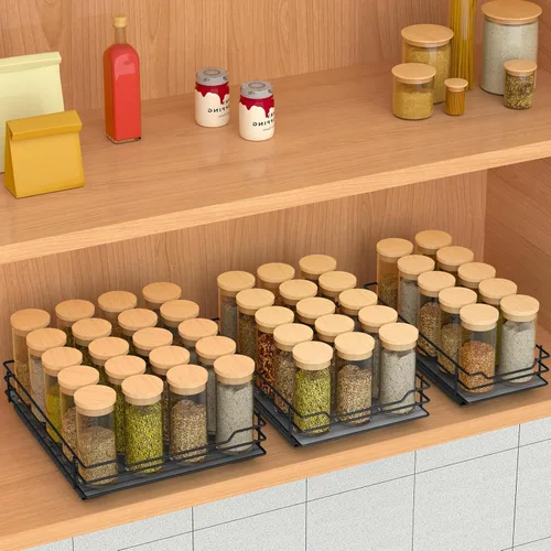 Miniatura 8 de BOIVSHI Organizador de especias extraíble para gabinete, organizador de especias deslizante resistente para armarios de cocina y despensa, se adapta