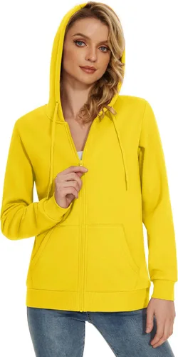 Miniatura 15 de TACVASEN Sudaderas con capucha y cremallera para mujer, ligera, de rizo francés, con cremallera completa y bolsillos