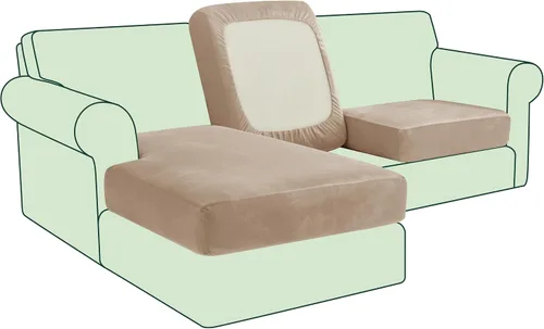 Miniatura 12 de CHUN YI - Funda elástica de cojín para sofá biplaza, funda de asiento de sofá con tela jacquard de elastano (mediana, color marfil blanco)