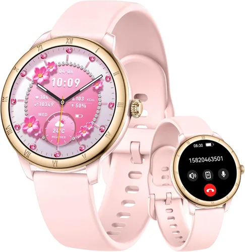 Reloj inteligente para mujer, monitor de fitness HD de 1.27 pulgadas (respuesta/haz llamadas) con más de 110 modos deportivos/frecuencia
