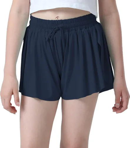 Miniatura 4 de Pantalones cortos fluidos con diseño de mariposa para niñas, pantalones cortos deportivos para niños pequeños y jóvenes con forro 2 en 1