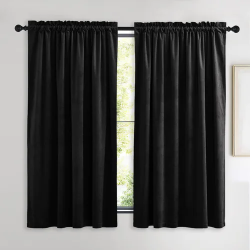 Miniatura 38 de NICETOWN Cortinas opacas de terciopelo extralargas negras de 120 pulgadas de largo para telón de fondo, cortinas de terciopelo con aislamiento Serie