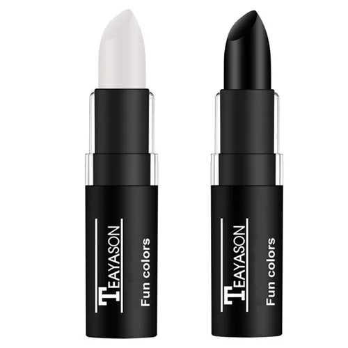 Go Ho 2 piezas de maquillaje de payaso blanco y negro en barra mezclable – pintura para ojos negros y cuerpo facial maquillaje profesional FX de