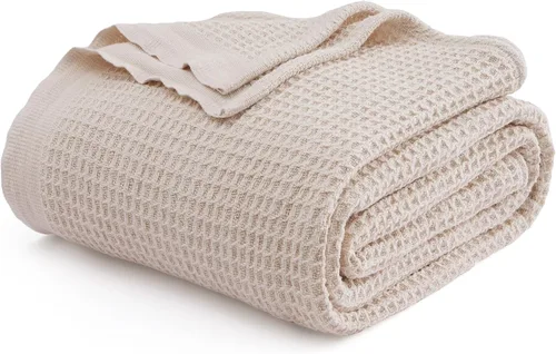 Miniatura 15 de Bedsure Gentlesoft - Manta de 100 % algodón, tamaño Twin XL, para dormitorio universitario, transpirable y suave, manta Twin de tejido waffle