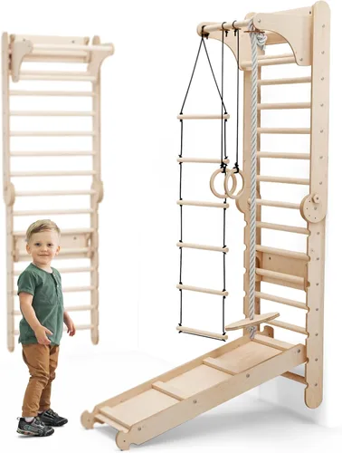 Miniatura 11 de Goodevas Improves 9-in-1 Indoor Climbing Frame for Kids, Montessori Climbing Frame with Slide, Swing, Climbing Wall, Climbing Triangle - Playground