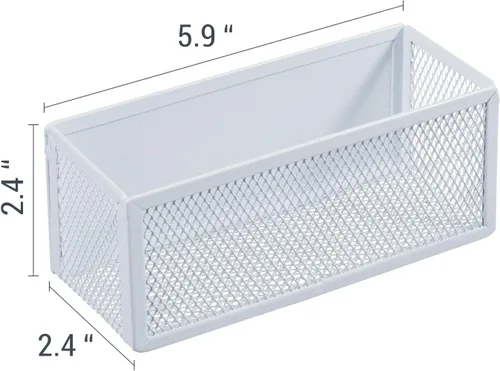 Miniatura 5 de MyGift Cestas de almacenamiento magnéticas de malla de alambre blanco, accesorios de pizarra blanca, organizador de suministros para aula y oficina
