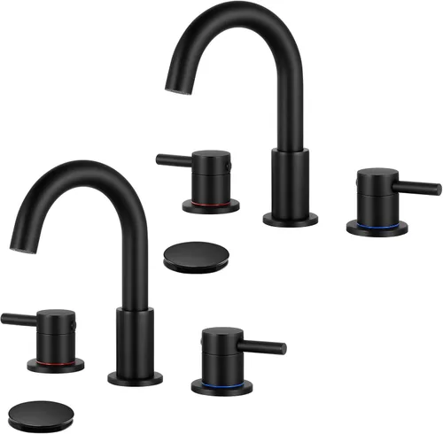 Miniatura 13 de FGKQ Grifo de Baño de Níquel Cepillado 3 Agujeros, Grifo de Baño de 8 Pulgadas Generalizado para Lavabo 3 Agujeros de Níquel Cepillado con Líneas