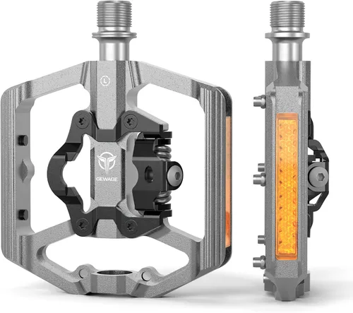 Miniatura 11 de Pedales de bicicleta de montaña con reflector, pedales de plataforma de doble función y sin clip, pedal de bicicleta de 9/16 pulgadas compatible