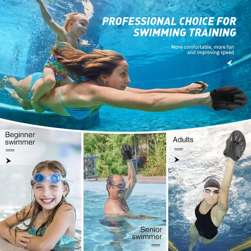 Miniatura 6 de Raquetas de natación para manos, paletas de mano de entrenamiento de natación con correas ajustables, paletas de natación para adultos y niños
