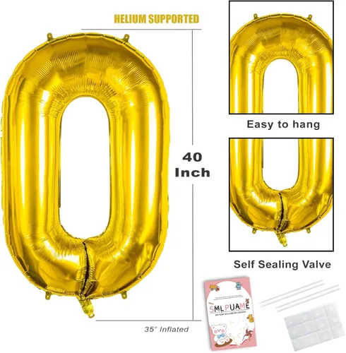 Miniatura 4 de Globos de números de 40 pulgadas del 0 al 9 dorados grandes del número 0, globos digitales para suministros de decoración de celebración de fiesta