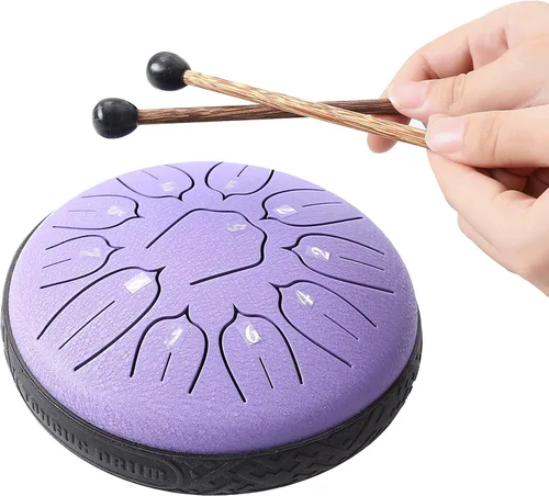 Miniatura 5 de Tambor de Lengua de Acero, Tambor Handpan Ubblove 11 Notas 6 Pulgadas Instrumentos de Percusión con Mazos Bolsa para Meditación Educación Musical 6