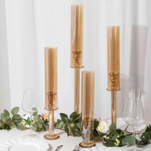 Miniatura 30 de Efavormart Paquete de 2 Portavelas Candelabro Transparente de 18", Pantalla de Vidrio para Vela, Pantalla de Vela Huracán de Extremo Abierto