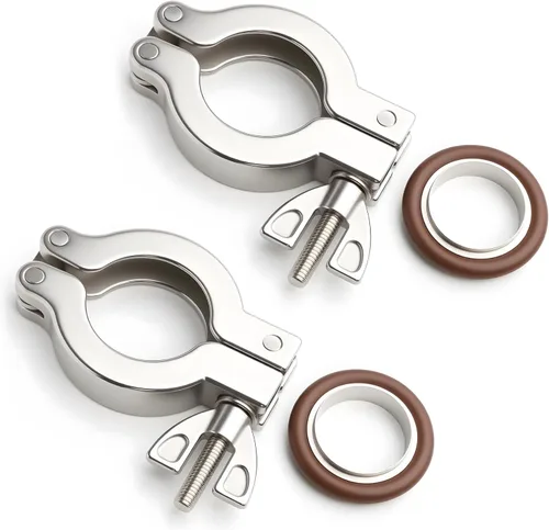 Miniatura 10 de 2 unids KF50 abrazadera de acero inoxidable 304 con anillo de centrado de acero inoxidable 304 KF50 con abrazaderas rápidas junta tórica