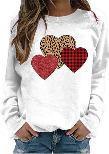 Miniatura 79 de Sudadera de manga larga con estampado de leopardo y corazón para mujer, para el día de San Valentín, sin botones, para niñas, regalos