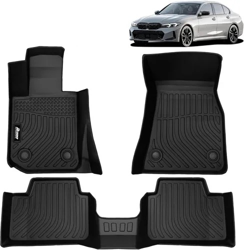 FREEMOTOR802 Compatible con alfombrillas de piso BMW Serie 3 Sedan G20 RWD 2019-2024, forro de alfombras moldeadas 3D negras de primera fila de