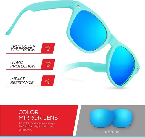 Miniatura 255 de Retro Rewind Lentes de sol para niños y niñas de 3 a 12 años, inastillables, UV400, lentes de sol para niños pequeños