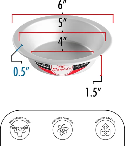 Miniatura 2 de Fat Daddio's PIE-6 - Molde de aluminio anodizado para tartas, 6 x 1,5 pulgadas