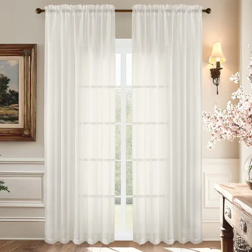 Miniatura 208 de Aiyufeng 2 paneles de cenefa transparente negra de 14 pulgadas de largo, cortinas cortas negras transparentes para dormitorio, cortinas de cocina
